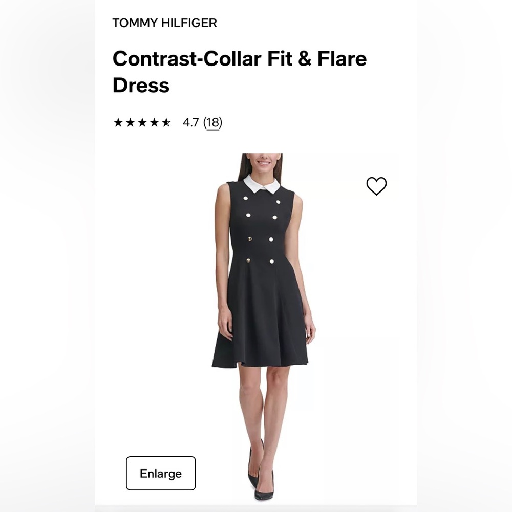 Tommy Hilfiger's fit & flare dress, finished with a contrast crepe collar.
